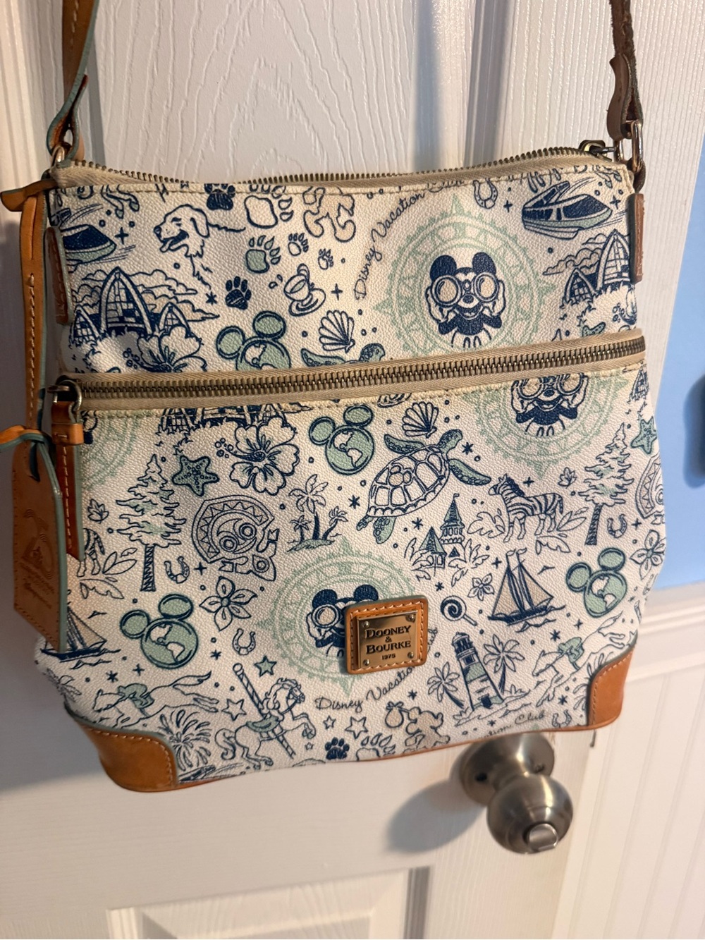 Dooney & Bourke Canvas Crossbody Bag in Cream, Navy, Teal